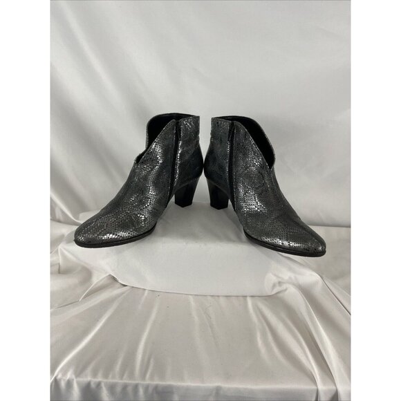 Ara Silver Metallic Snakeskin-Patterned German Booties - Picture 7 of 16